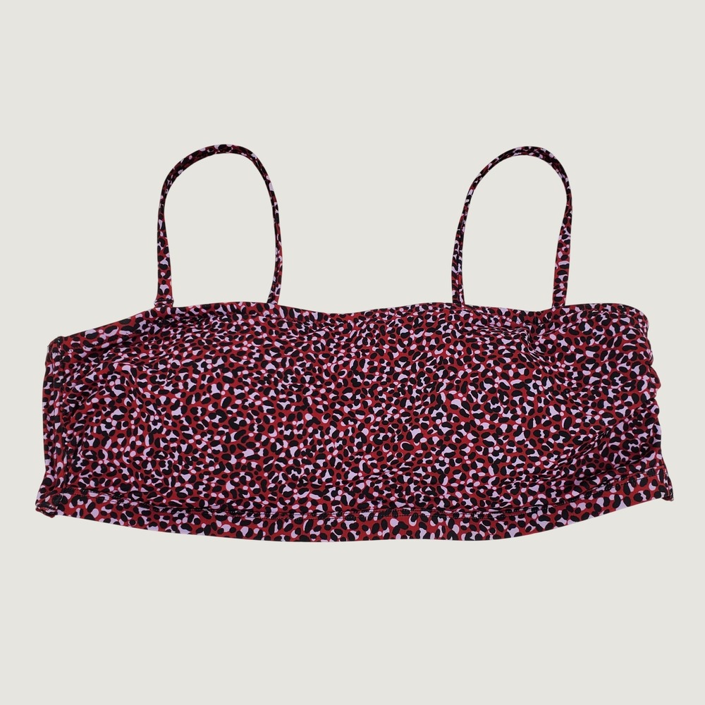 Amazon Essentials Leopard Bandeau Bikini Top Womens XL Brick Red UPF 50+ Stretch